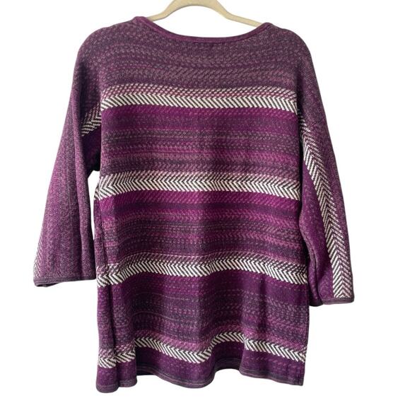 Chaps Purple Striped Cotton-Blend Sweater, Size XL - Picture 3 of 4